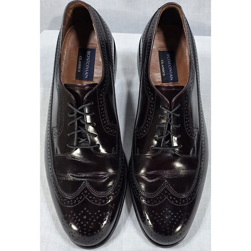 Bostonian Classics First Flex‎ Men's Burgundy Leather Wingtip Oxford Shoes